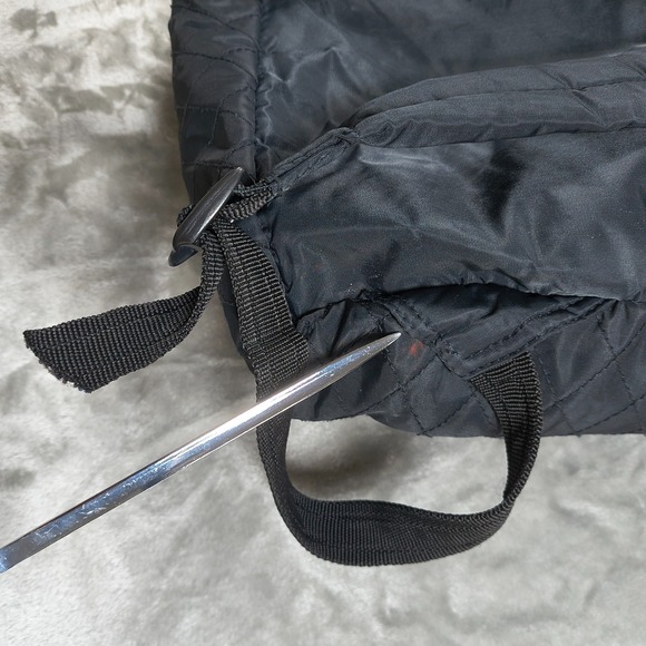 Vintage United Colors Of Benetton Backpack Black Embroidered Quilted 80s 90s Bag - Picture 10 of 13